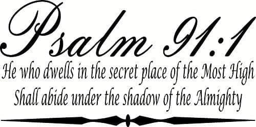 Psalm 91:1 Bible Verse Vinyl Wall Decal, 11x22 (Black)