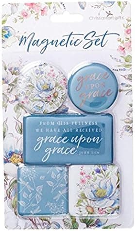 Christian Art Gifts Scripture Refrigerator Magnet Set, Grace Upon Grace