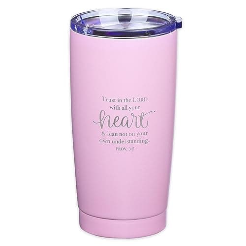 Trust in the Lord Proverbs 3:5 Insulated Travel Mug, Pink, 18 oz