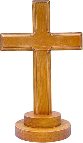 Cregugua Wooden Tabletop Standing Cross, 4x7x11 Rustic Shelf Decor
