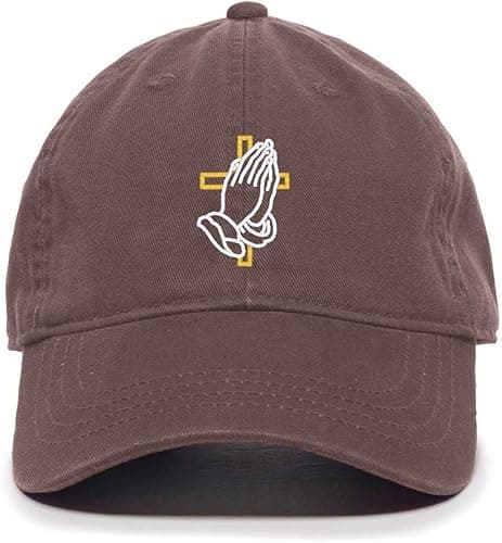Praying Hands Cross Embroidered Christian Dad Hat