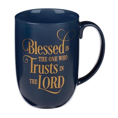 Blessed Is the One Who Trusts Jeremiah 17:7 Ceramic Mug, Navy Blue, 15 oz