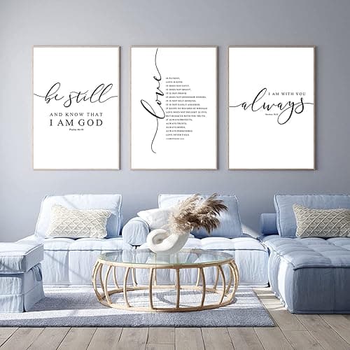 Bible Verse Scripture Canvas Wall Art, Unframed Set of 3 (16x24)