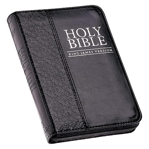 KJV Mini Pocket Bible, Zippered Black Faux Leather, King James Version