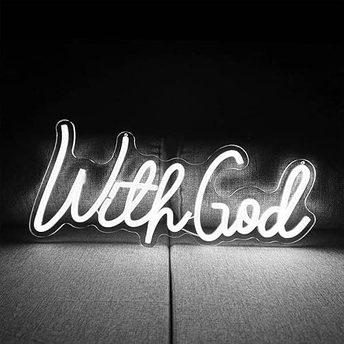 "With God" LED Neon Scripture Light-Up Wall Sign
