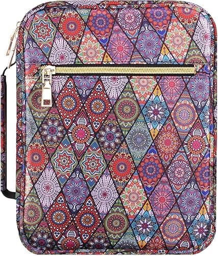 MoKo Bible Cover Case with Handle for Women, Zippered Carrying Bag